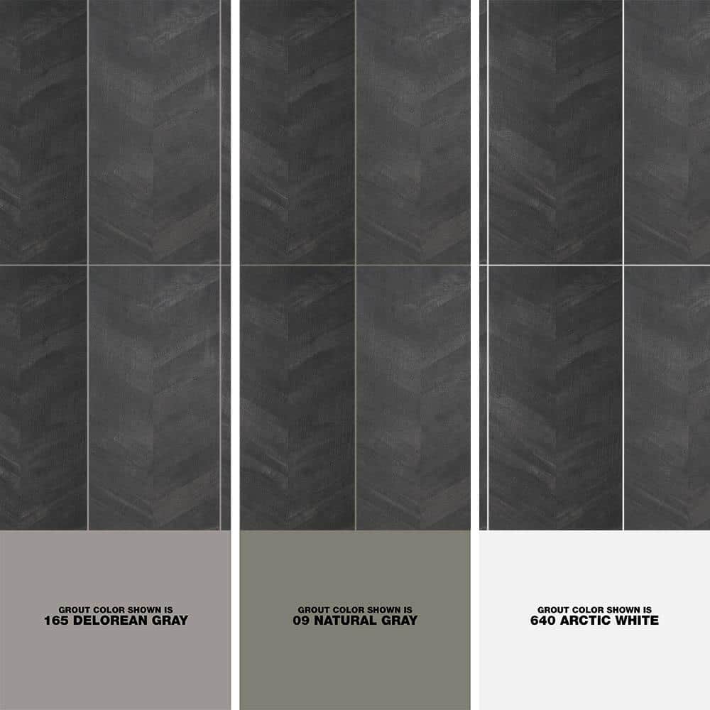 Auburn Chevron 24x48 Matte Black Porcelain Floor and Wall Tile