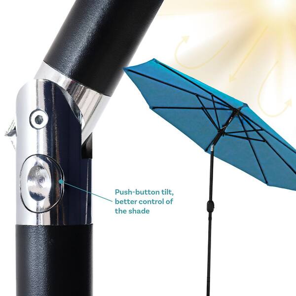9 aluminum market tilt patio umbrella turquoise sunnydaze decor Sunnydaze 9 ft. Aluminum Market Tilt Patio Umbrella in Turquoise ECG-175