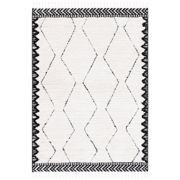 Marrakesh 9 ft. x 12 ft. Ivory/Anthracite Chevron High-Low Area Rug