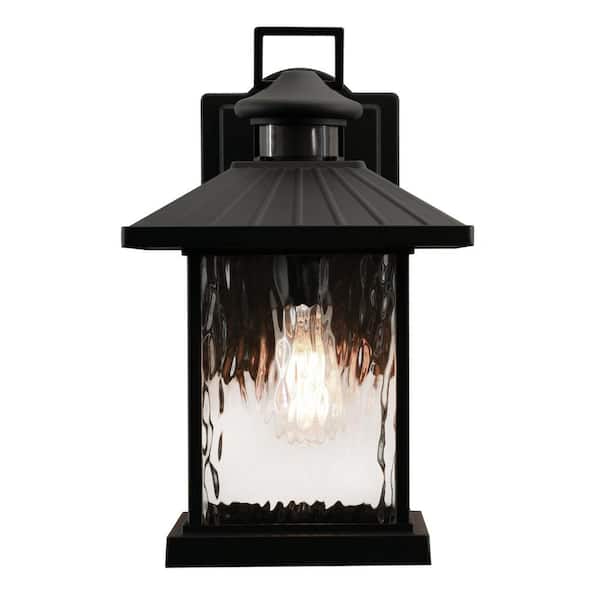 AFX Lennon 1-Light Black Outdoor Wall Lantern Sconce with Clear Glass Shade