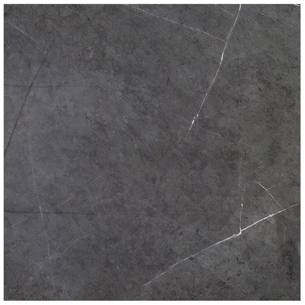Grace Large Format Dark Gray Polished Porcelain Marble Look Tile