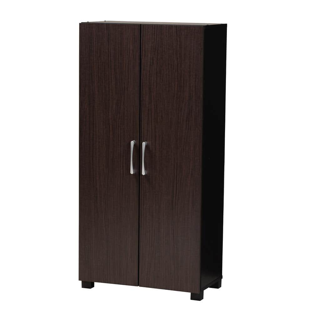 Baxton Studio 49.2 in. H x 23.6 in. W Brown MDF Shoe Storage Cabinet ...