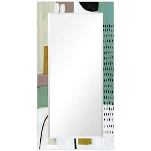 54" x 28" Introductions Rectangular Framed Beveled Modern Mirror on Free Floating Printed Tempered Art Glass