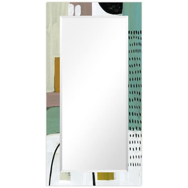 Empire Art Direct 54" x 28" Introductions Rectangular Framed Beveled Modern Mirror on Free Floating Printed Tempered Art Glass