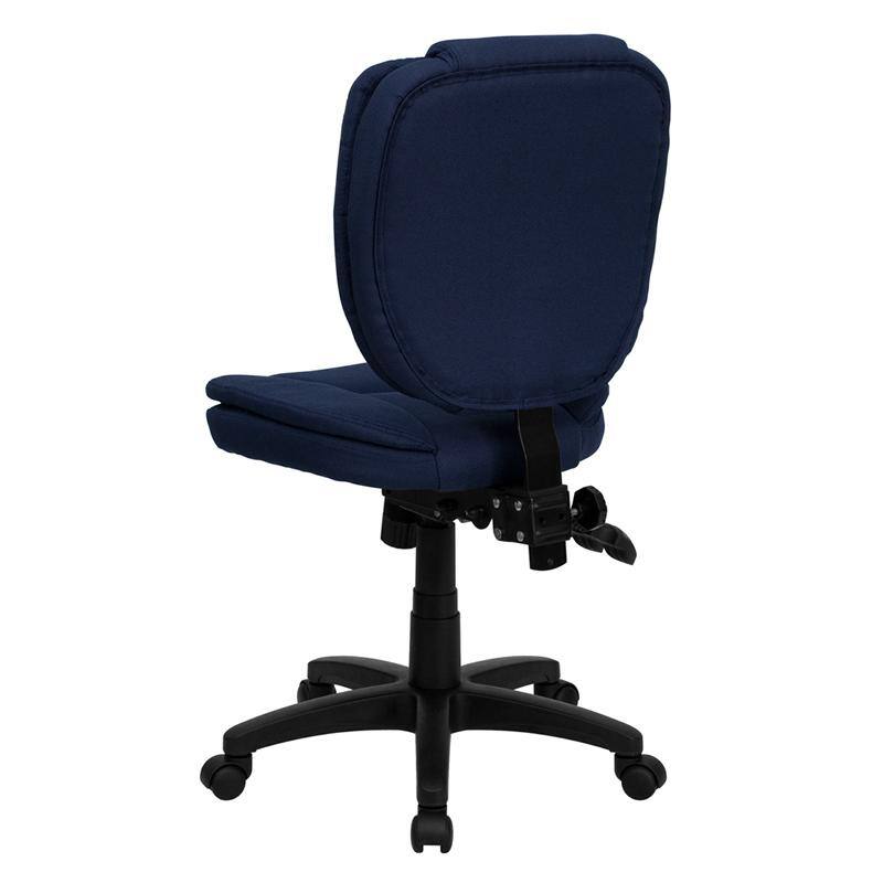 Navy Blue Fabric Mid-Back Ergonomic Task Chair with Pillow Top Cushioning