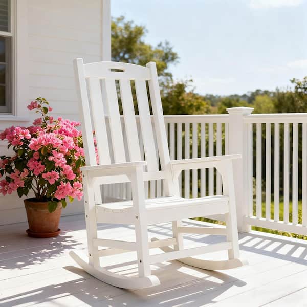 White Oversized Plastic Outdoor Rocking Chair