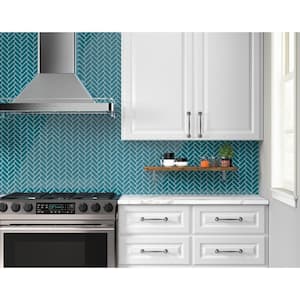 Restore Teal 9 in. x 12 in. Glazed Ceramic Herringbone Mosaic Tile (0.6 sq. ft./each)