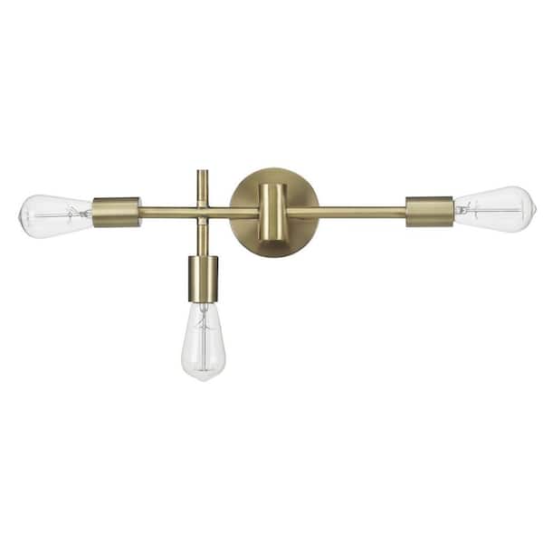 18 in. 3-Light Matte Brass Vanity Light