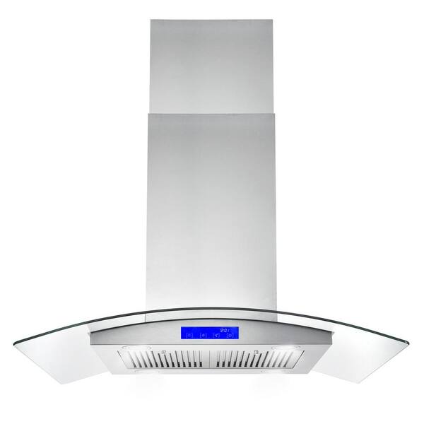 Cosmo 36 in. Ducted Island Range Hood in Stainless Steel with LED Lighting and Permanent Filters
