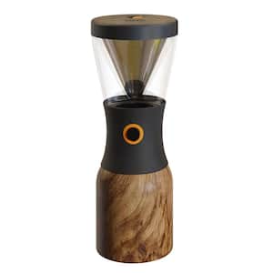 Cold brew Portable Coffee Maker Vacuum Insulated 34 oz. Stainless Steel Carafe Bpa Free Natural Wood Capacity of 4-Cups