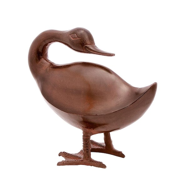 ACHLA DESIGNS Bye Duck With a Backward Glance Outdoor Garden Statue, 11.5 in. Tall Bronze