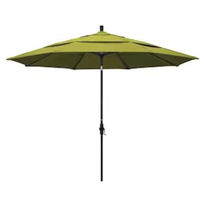 11 ft. Aluminum Collar Tilt Double Vented Patio Umbrella in Kiwi Olefin