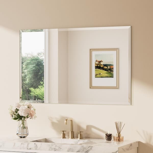 30 in. W x 48 in. H Rectangular Beveled Frameless Wall Mount Bathroom Vanity Mirror Decorative Wall Accent Mirror