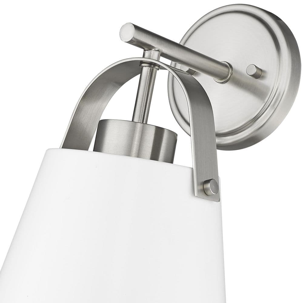 Matte White and Brushed Nickel Dimmable Wall Sconce