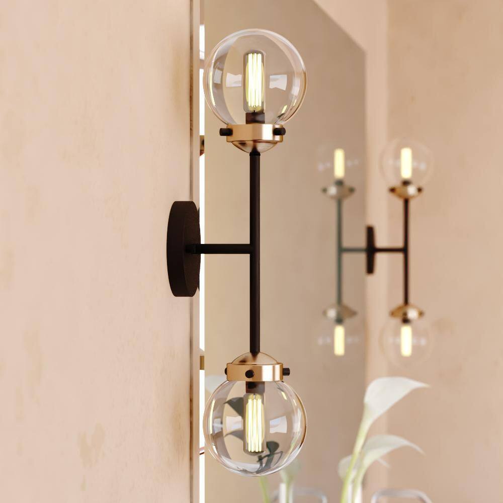 Orbit 20'' Muted Brass and Bronze Mid-Century Modern Wall Sconce