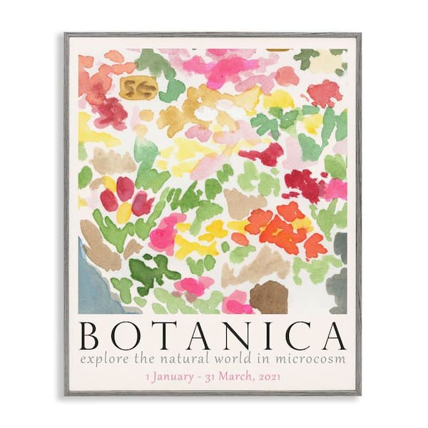 Stupell Industries Botanica Abstract Florals by June Erica Vess Gray Framed Nature Giclee Art Print 20 in. x 16 in.