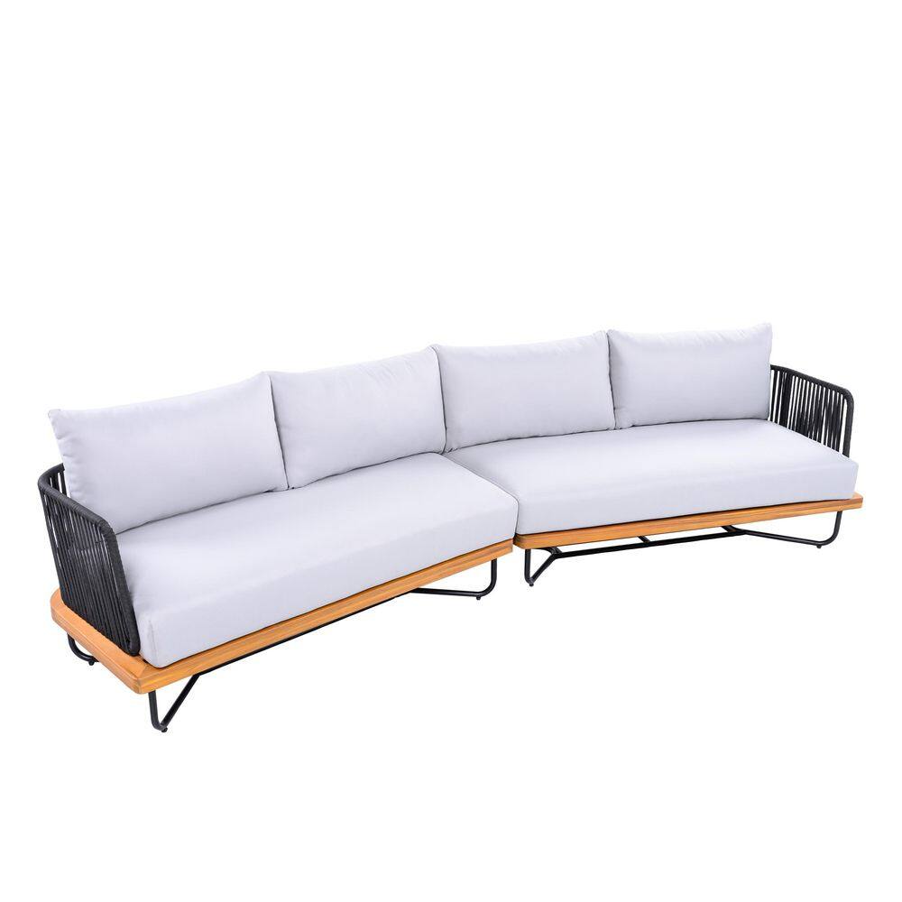 Matilda Teak Solid Wood Outdoor Sectional Sofa with Gray Cushions price history on PriceWatchPro