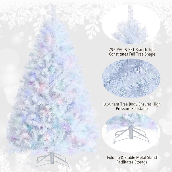 6 ft. White Iridescent Tinsel Artificial Christmas Tree with 792 Branch Tips