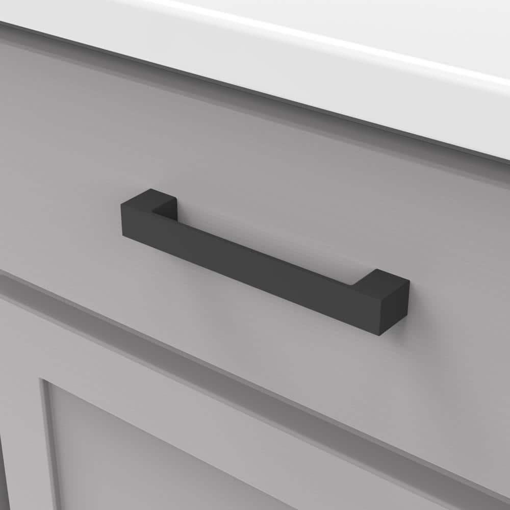 Matte Black Aluminum Modern Bar Pulls with Mounting Hardware, 5-1/16"