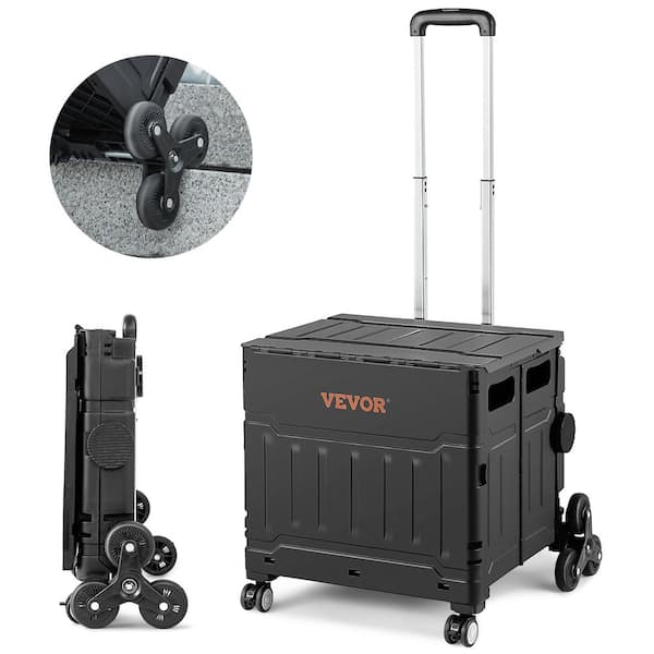 VEVOR Stair Climbing Cart 220 lbs. Load Capacity 8-Wheels Foldable Shopping Cart with Lid and Adjustable Handle