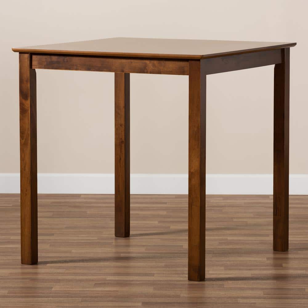 Lenoir Contemporary Walnut Wood Square Counter Height Pub Table