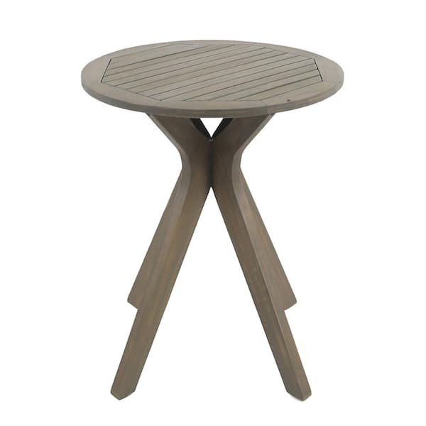 Stamford Gray Round Wood Outdoor Patio Bistro Table with X-Legs