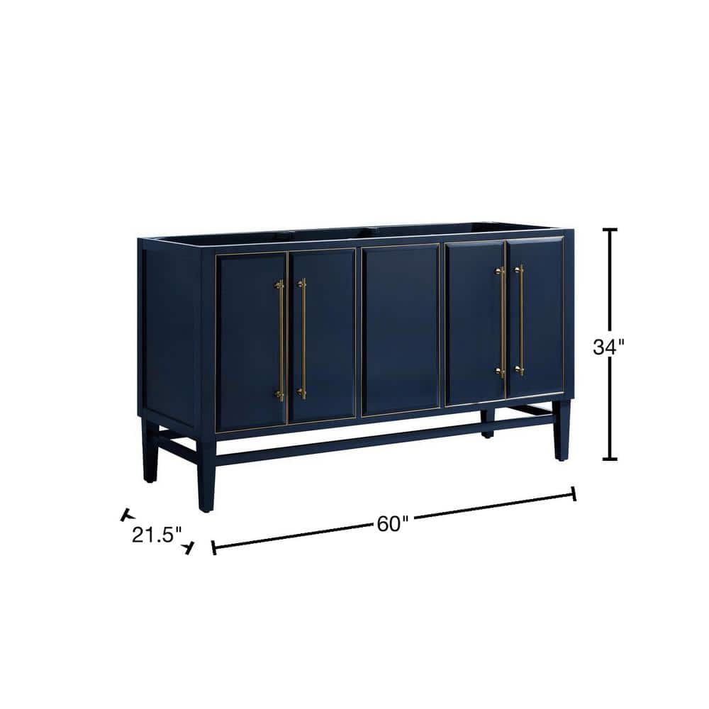 Mason 60'' Navy Blue Solid Wood Double Vanity Base