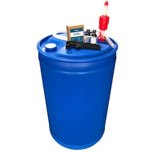 Emergency Water Filtration and Storage Kit 55 Gal. Barrel Water Purification Drops Pump & Hose