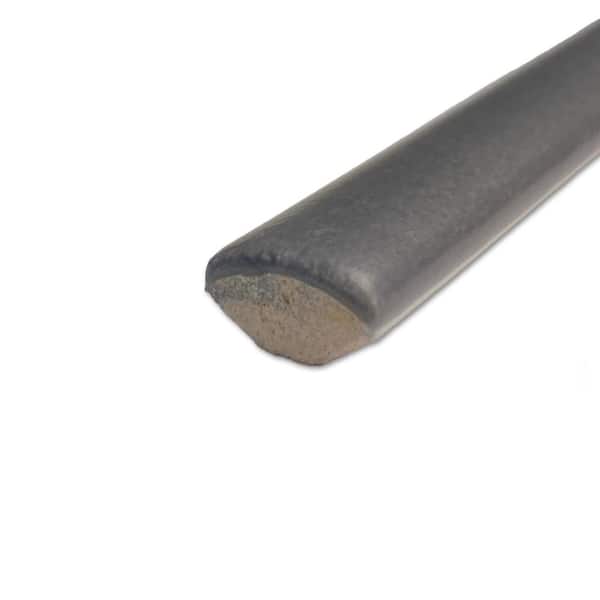 Coco Demi-Bullnose Matte Black Hat 1/2 in. x 7-7/8 in. Matte Ceramic Wall Tile Trim