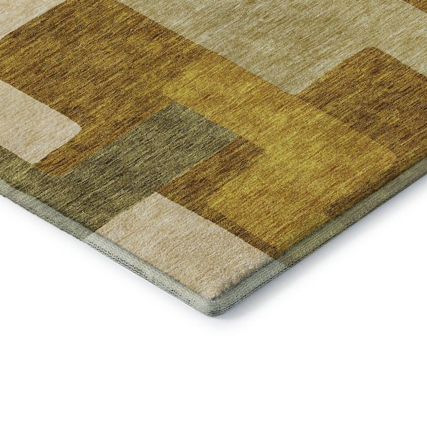 Mayfield Premium Machine Washable Abstract AMF955 Wheat 1 ft. 8 in. x 2 ft. 6 in. Area Rug