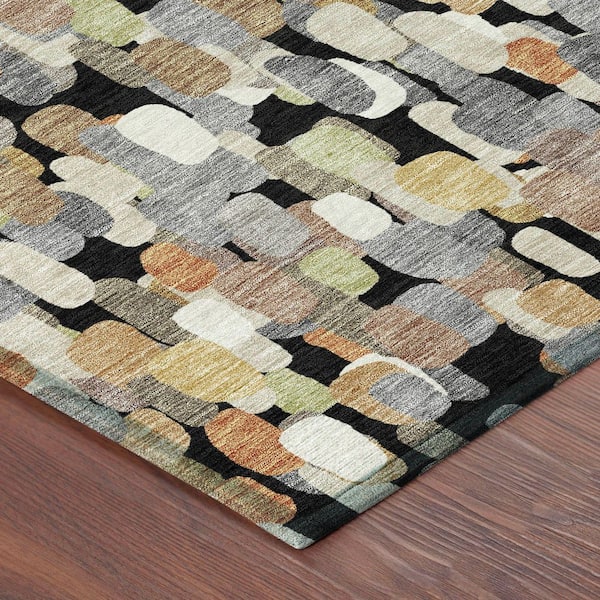 Chantille Machine Washable Indoor/Outdoor Abstract ACN2451 Black 5 ft. x 7 ft. 6 in. Area Rug
