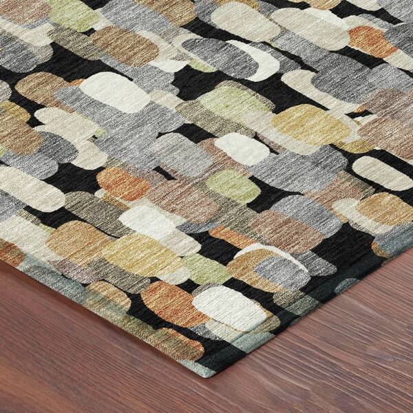 Chantille Machine Washable Indoor/Outdoor Abstract ACN2451 Black 9 ft. x 12 ft. Area Rug