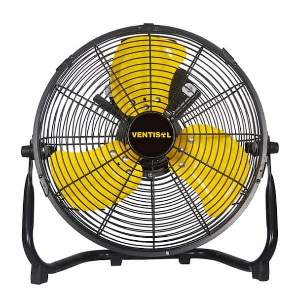 Ventisol 12 in. Yellow 1800 CFM Floor Fan, 3-Speed Table and Metal Shop Fans with 180° Tilt, Durable and Quiet Fan