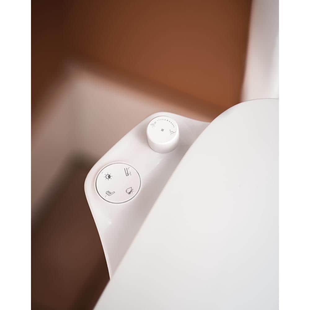 White Electronic Bidet Toilet Seat with Heated Water and Night Light