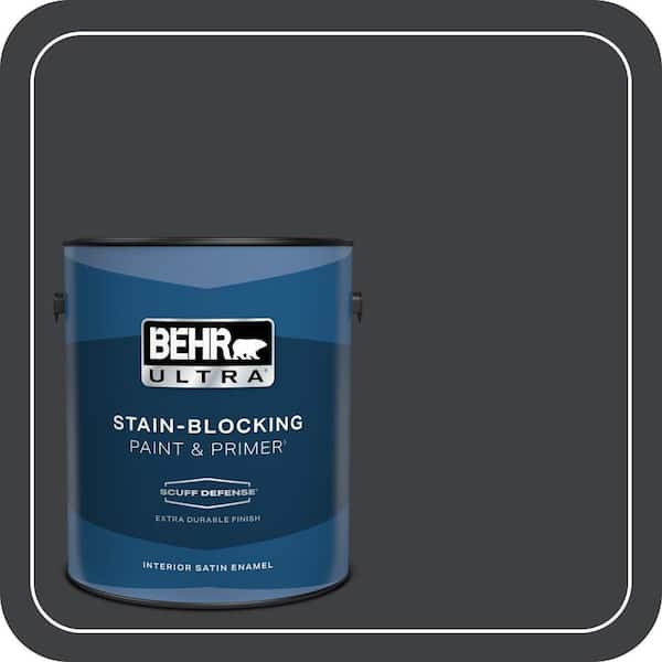 BEHR ULTRA 1 gal. Home Decorators Collection #HDC-MD-04 Totally Black Extra Durable Satin Enamel Interior Paint & Primer