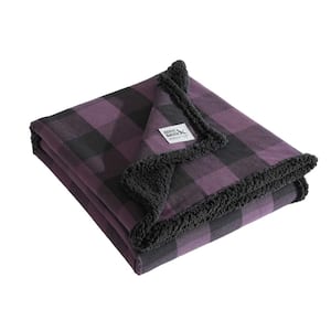 Cabin Plaid Dark Plum Grey/Black 50 x 60 Flannel Throw Blanket