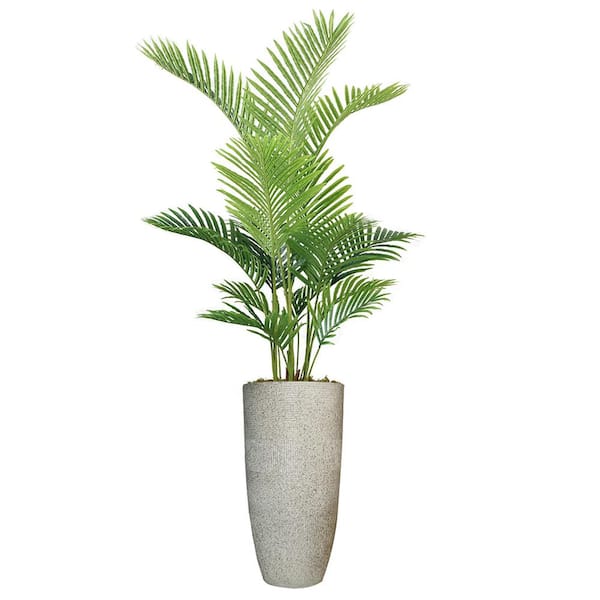 VINTAGE HOME Artificial Faux Real Touch 5.84 ft. Tall Palm Tree with Fiberstone Planter