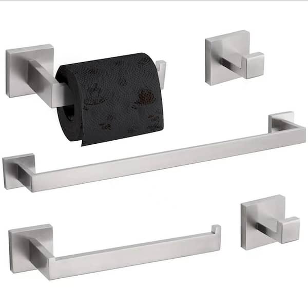 5-Piece Wall Mount Stainless Steel Bathroom Towel Rack Set in Brushed Nickel