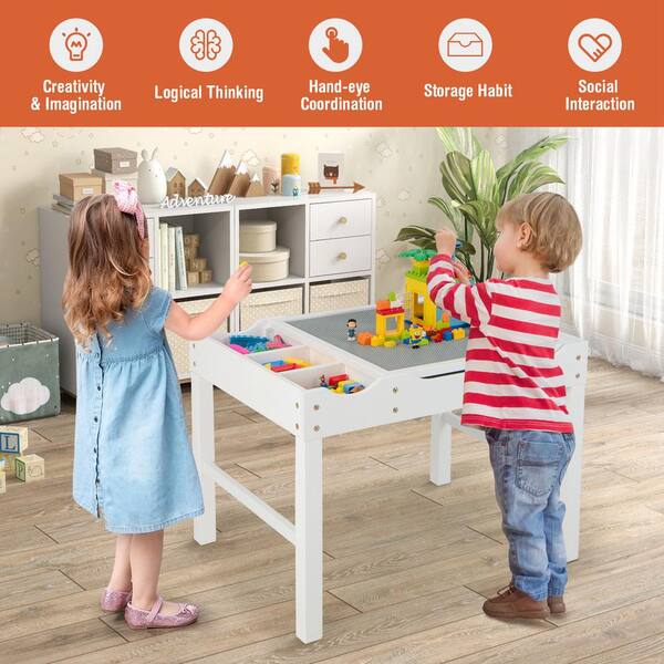 Costway Toddler Multi Activity Table with Chair Kids Art & Crafts Table  with Paper Roll Holder