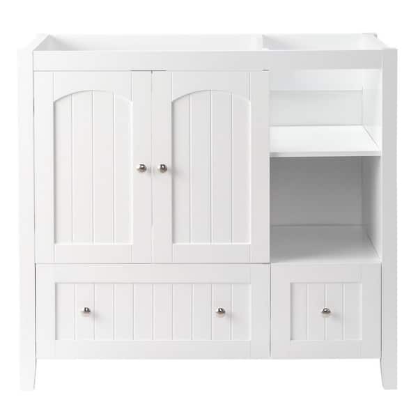 35.85 in. Bath Vanity Cabinet without Top in White with Adjustable Shelves