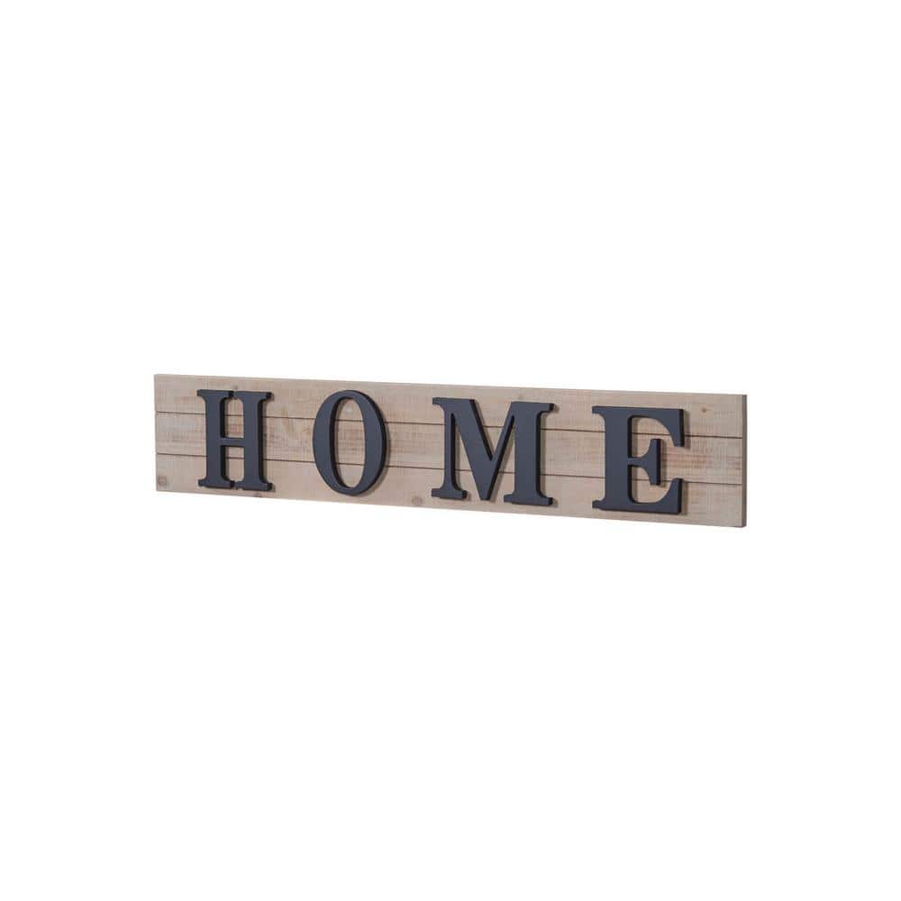 Modern Farmhouse HOME Wood and Black Metal Decorative Sign