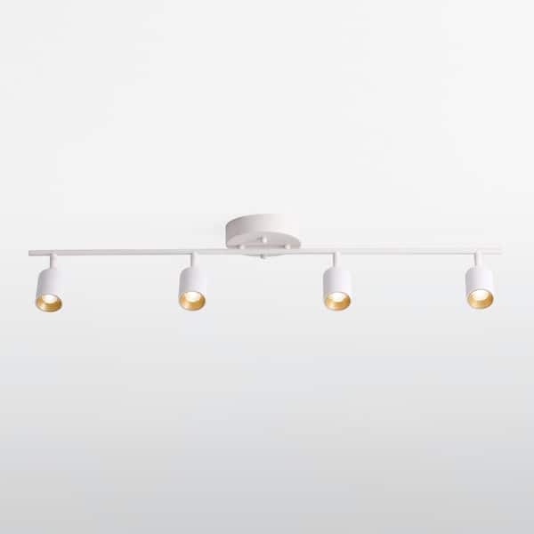 Shura 37 in. 4-Light Matte White Integrated LED Flush Mount Ceiling Light with Rotatable Heads, 3000K, 2240 Lumens