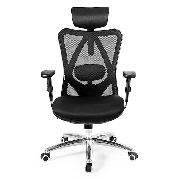 As diameter min costway Black High Back Mesh Office Chair with Adjustable Lumbar Support  and Headrest HW62423 - The Home Depot