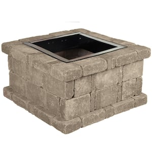 RumbleStone 38.5 in. x 21 in. Square Concrete Fire Pit Kit No. 3 in Greystone