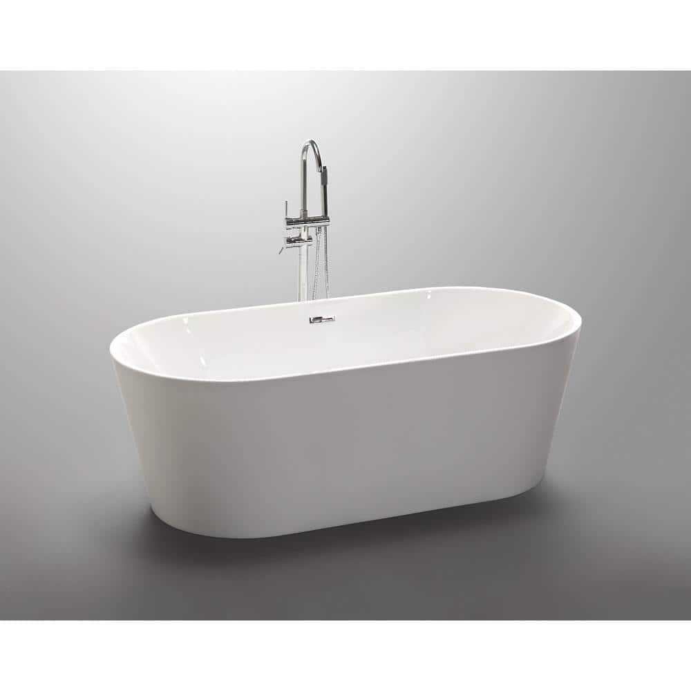 Chand Series 67'' White Freestanding Acrylic Bathtub