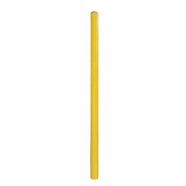 Unbranded 7 ft. x 4 in. Yellow Powder Coated Round Top On-Diameter 16-Guage Bollard Concrete Filled Bollard (5 Per Pallet)