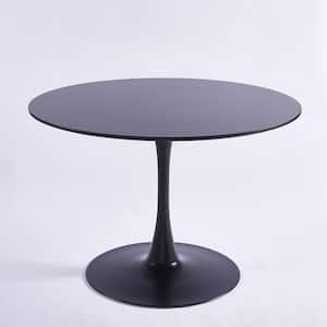 42.12 in. Round Black Wood Top Dining Table (Seats 5)