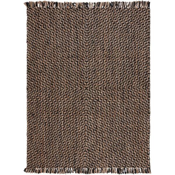SAFAVIEH Natural Fiber Black/Beige 8 ft. x 10 ft. Woven Monochrome Area Rug