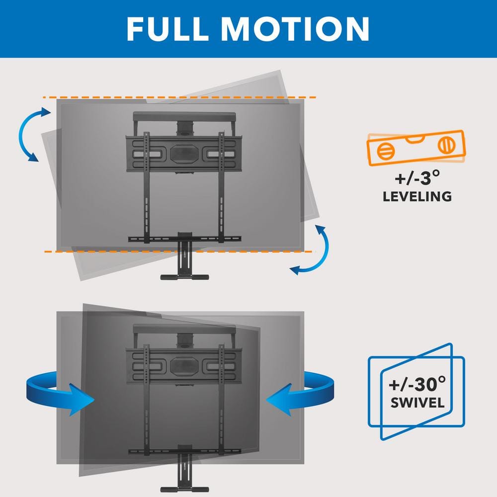 Black Metal Full-Motion Fireplace TV Wall Mount for 40-70 Inch Screens