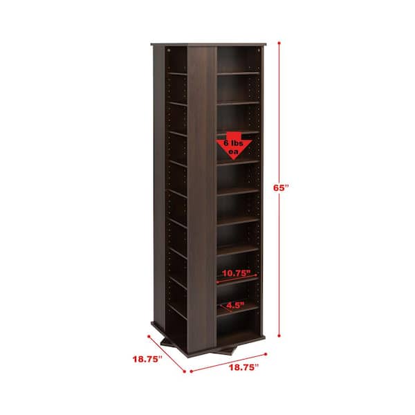 Prepac Espresso 4 -Sided Revolving Display Cabinet, Narrow